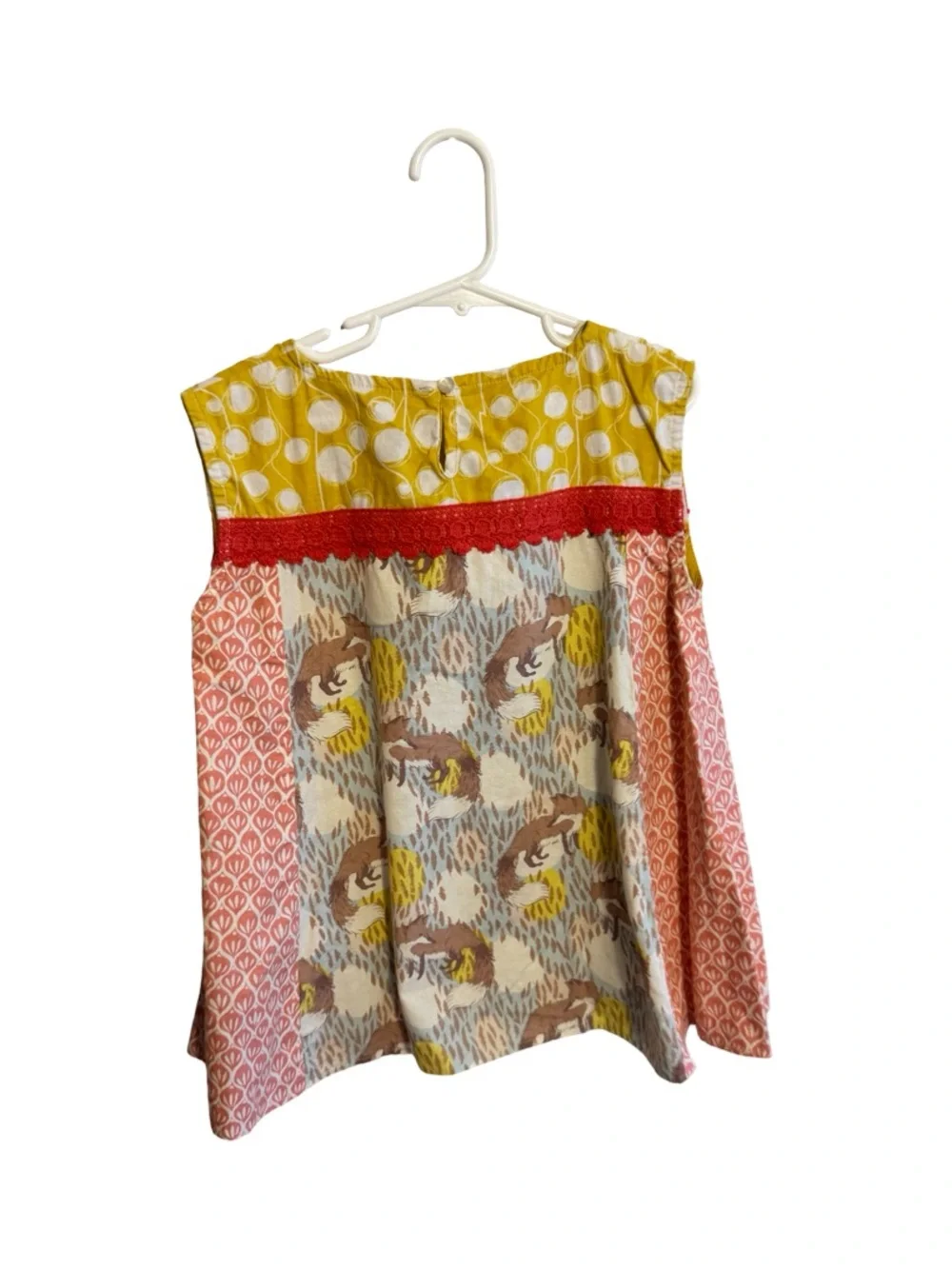 Persnickety Colorful Fox Sleeveless Top Girls Size 7 Yellow Boutique Shirt